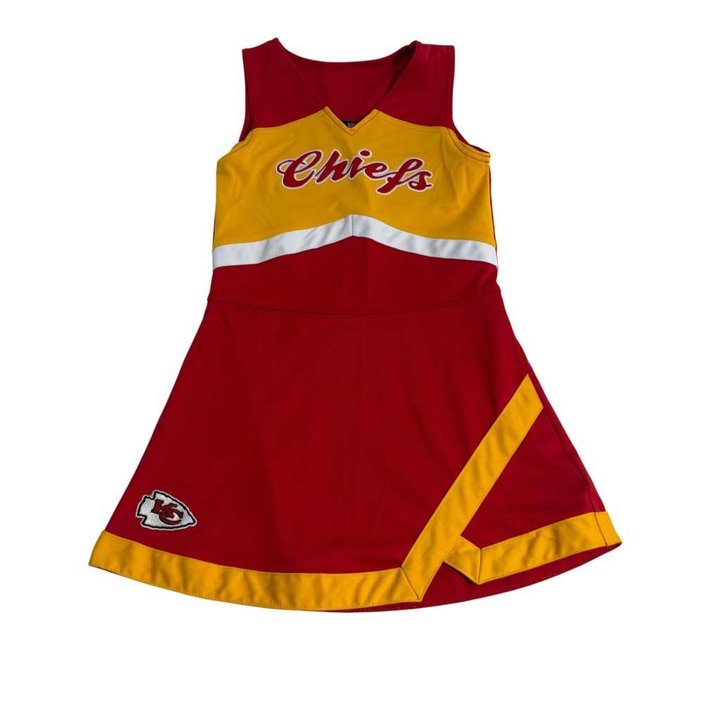 NFL Team Apparel Cheerleader Dress Girls 6 Red Gold Kansas City Chiefs Cheer